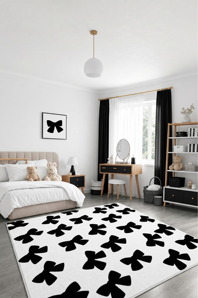 SionFabric Digital Modern Kelebek Desenli Gri Beyaz Genç Odası Yıkanabilir De...