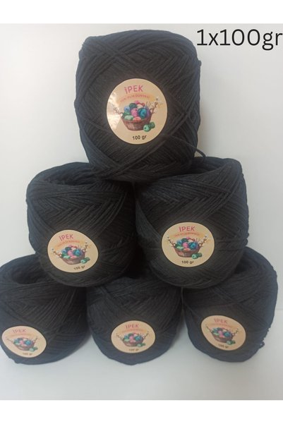 İPEK YÜN İPLİK DÜNYASI Koton Pamuk (Dolgulu Lase) Örgü İpi (Siyah) 100gr