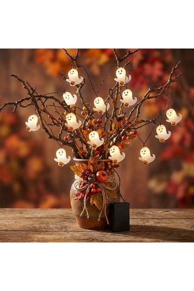 Ornament24 Instalatie luminoasa de Halloween fantome cu mini dovleci, 220cm, ...