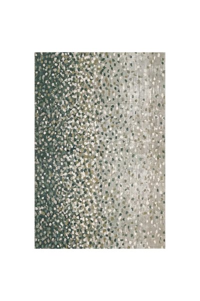 Rugzella Koyu Yeşil Mozaik Benekli Modern Zeytin Krem Desenli Yıkanabilir Halı