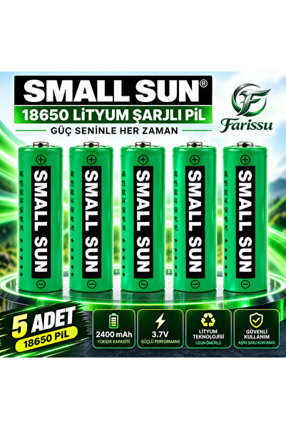 farissu Small Sun XTY 18650 Şarj Edilebilir Lityum İyon Pil 3.7V 2400mAh - 45...