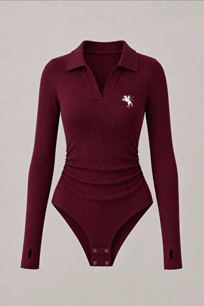 EDVESS Polo Collar Lycra Flexible Snap Fastener Premium Bodysuit Long Sleeve