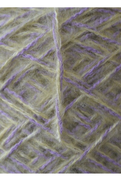 Ece Örgü Tasarım Atölyesi Pastel Yellow-Lavender Color Mix, Twisted, Low-Pile, Winter, Designer Knitting Yarn Set (Total 200 Gr.)