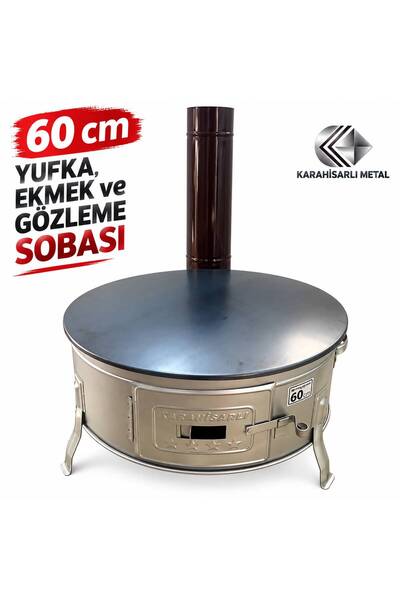 Karahisarlı Metal 60 cm Davul Soba - Yufka, Gözleme, Ekmek Pişirme Sobası - O...
