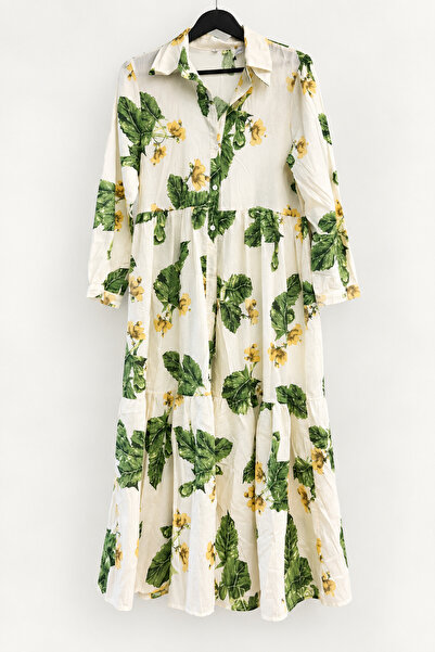 Marka Buttoned Green Shirt Dress
