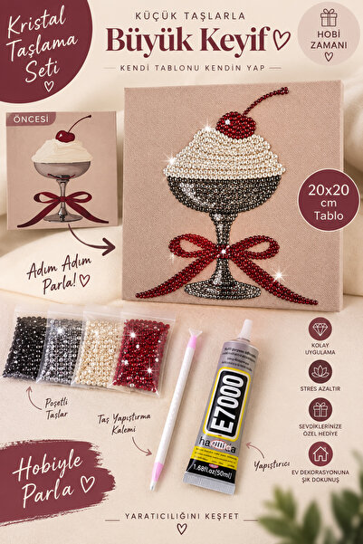 MioArt Milkshake-Rhinestone Art Kristal Taş Yapıştırma Hobi Seti – 20x20 cm K...