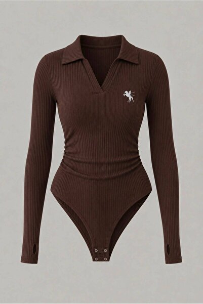 EDVESS Polo Collar Lycra Flexible Snap Fastener Premium Bodysuit Long Sleeve