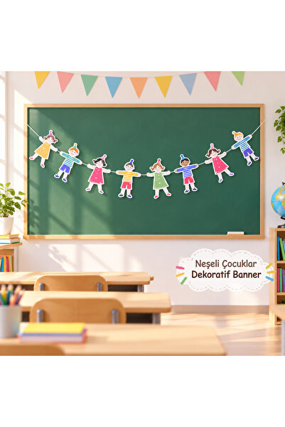 Doğasüs Neşeli Çocuklar Banner Dekoratif Okula Hoşgeldin