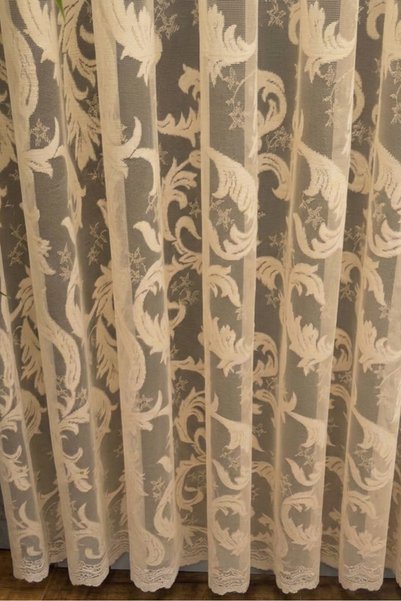 ilora home Light Mink / Beige- Shawl Pattern Modern Tulle Curtain - Does Not Need Ironing