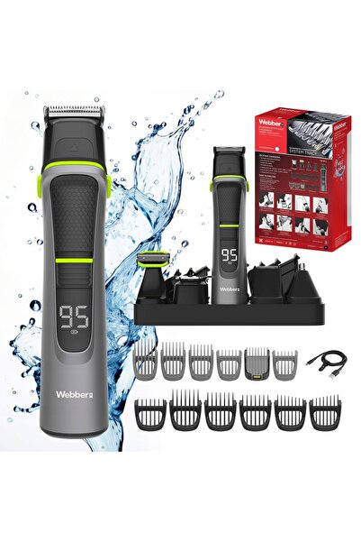 WEBBER Trimmer pentru bărbați 14-în-1 – Aparat de ras + Barbă + Păr + Nas Set...