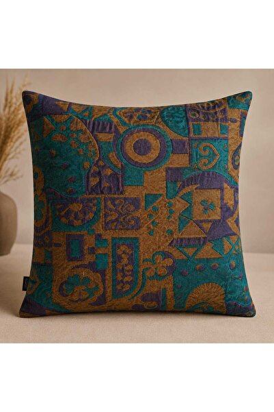 KİLİAHOME Etnik Geometrik Desenli Jakarlı Brokar Kumaş Kırlent Kılıfı 42x42 c...