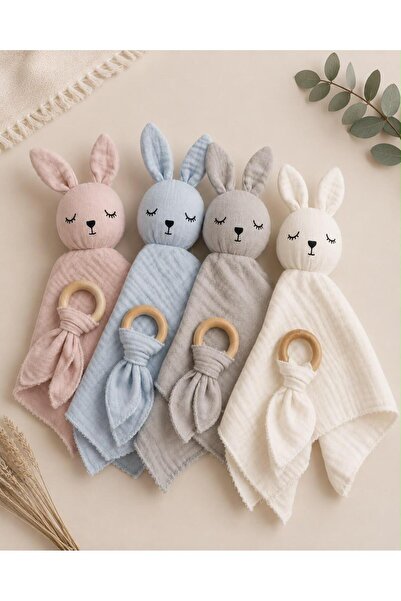 pofidoo baby Bebek Çocuk Kız Erkek Tavşan Uyku Arkadaşı Müslin Kumaştan Diş K...