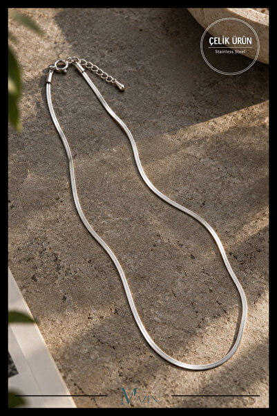 MAZEN Steel Elegant 2 mm Bar Italian Chain Necklace (Choose Your Length)