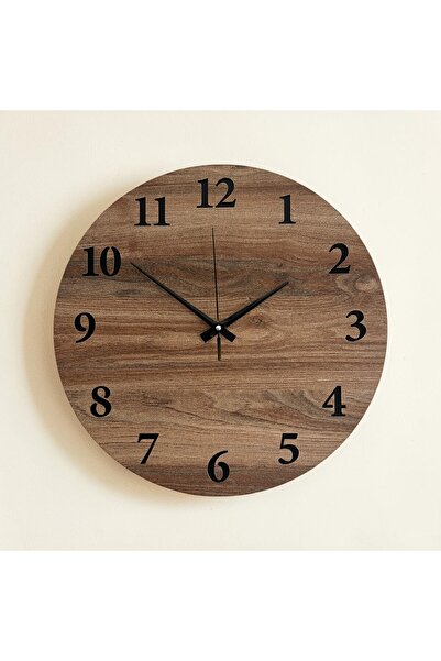 Ahşap Duvar Saati 40x40 cm – Sessiz Akar Mekanizma, Modern Dekoratif Büyük Duvar Saati