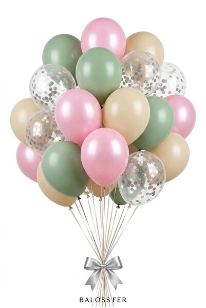 baloss fer Rose and Sage 20-Piece Balloon Set – Transparent 11-Inch Party Bal...