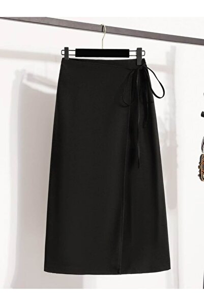sayina Black Side Tie Waist Hijab Skirt
