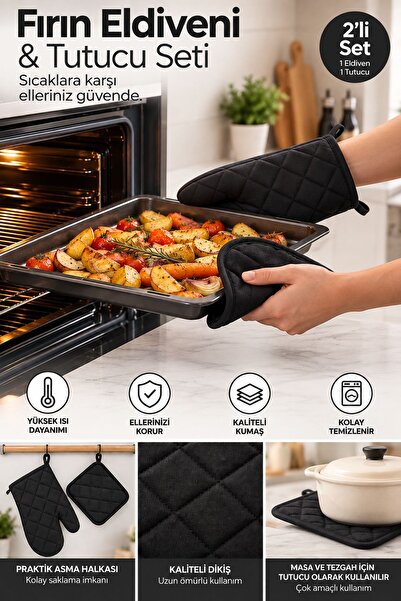 Helen's Home Set of 2 Heat Resistant Oven Gloves and Potholders