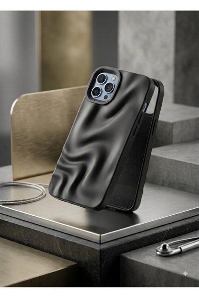 Turkuaz Store iPhone 14 Promax Compatible Embossed 3D Wave Design Shock-Resis...