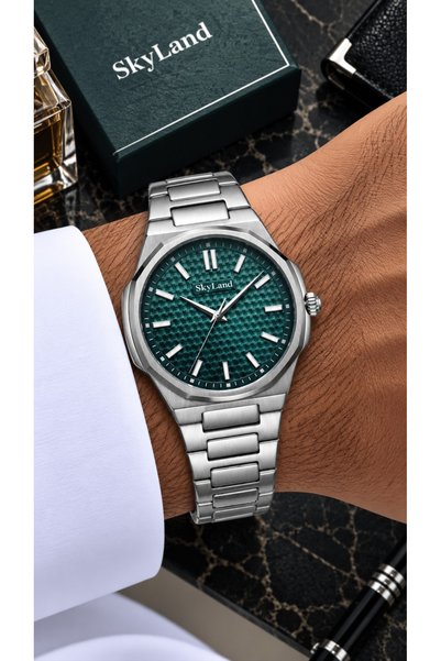 Generic Brand ساعة سكاي لاند – إميرالد سيلفر LOOSTER TIME