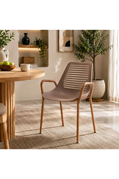 Palma homez Gray and Coffee Plastic Chair 83X58X44 cm - Plastic Seating Chair