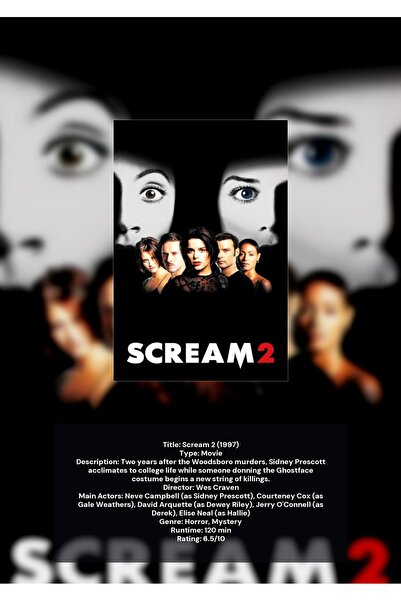 OEM Αφίσα Ινφογραφικής Εικονογράφησης Scream 2, Κλασικό Τρόμου, Χαρτί Ποιότητ...