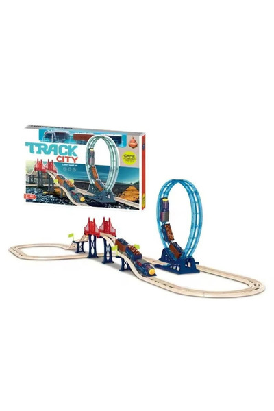 Leno Electric Train Track Set With 360-Degree Vertical Loop, Suspension Bridg...