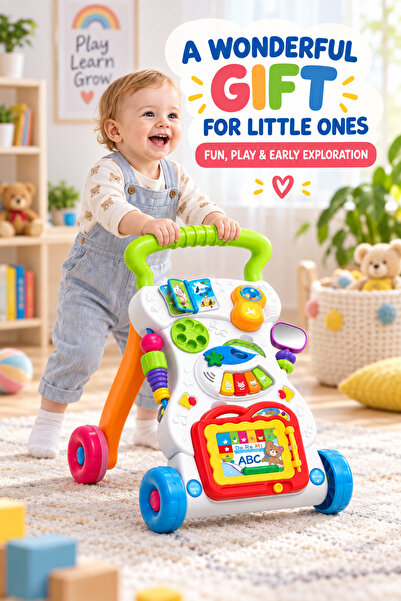 Toy Factory HUANGER Music Walker Baby Push Walker with Interactive Activity C...