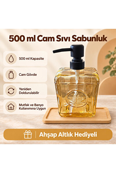 Sarı Cam Sıvı Sabunluk - 500 ml