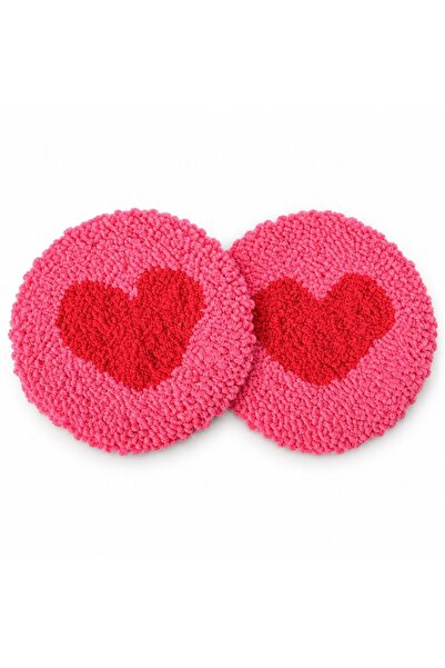 bycaeldesign Handmade Punch Heart Coasters Set of 2 – Pink