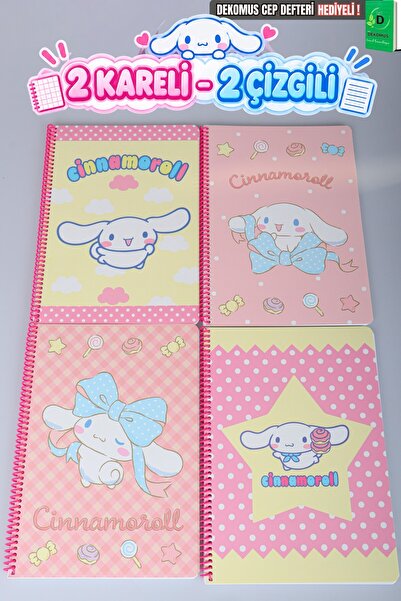 Cınnamoroll Sweet Bow Collection Lisanslı Stickerlı 2 Adet Kareli , 2 Adet Çi...