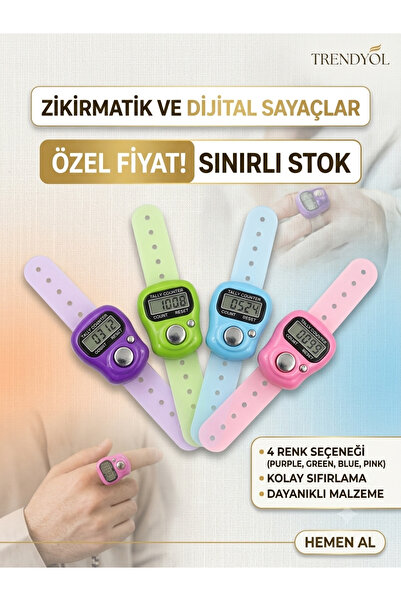 Genel Markalar Renkli Silikon Dijital Zikirmatik Seti - Ergonomik Parmak Tipi...