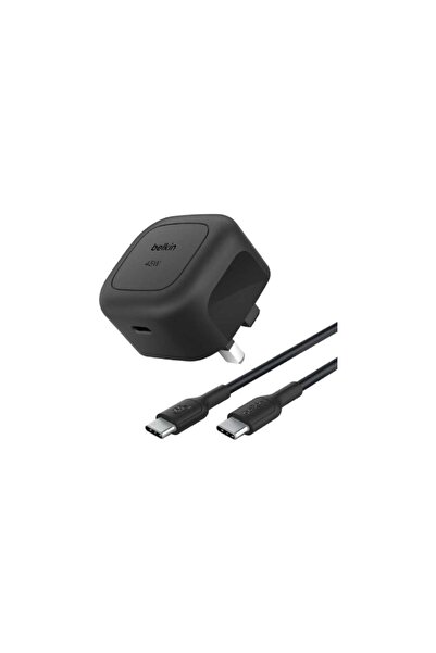 Belkin بيلكن شاحن جداري سريع 45W بمنفذ USB-C وتقنية PD 3.1 مع كابل USB-C بطول...