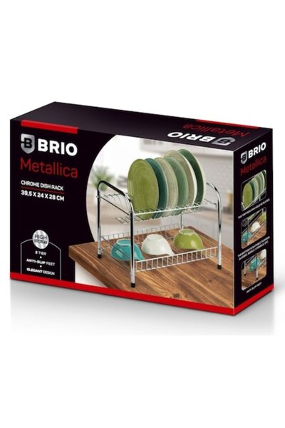BRIO Scurgător de vase Metallica, cu două niveluri, cromat, 39.5x24x28cm