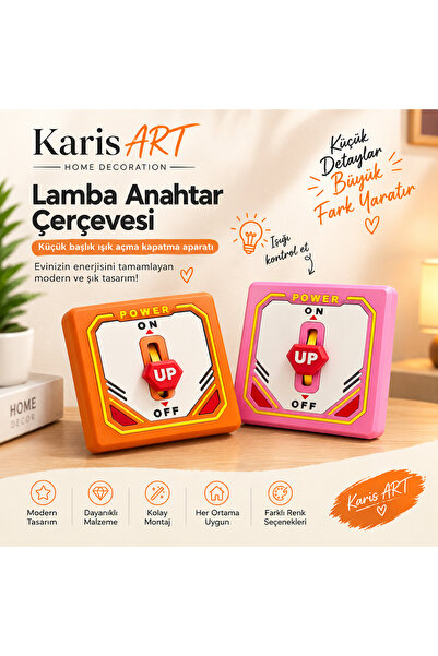 Karis ART Güç Sende! Power Up Pembe Dekoratif Lamba Anahtarı Kapağı | Priz Çe...