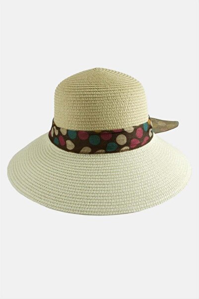 HOŞGÖR ACCESSORIES Straw Hat with Spotted Bow