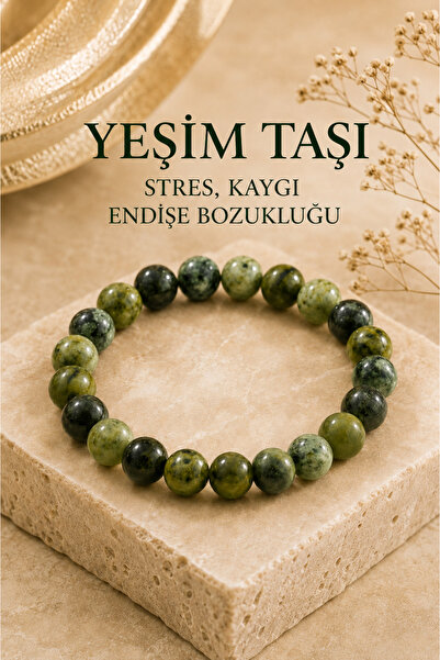 Yudi Atelier Yeşim Taşı Doğal Taş Bileklik (Huzur, Şans ve Duygusal Denge) Ka...