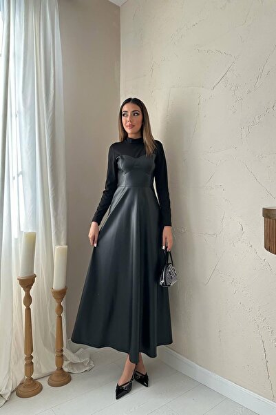End Black Store Black Heart Collar Leather Dress