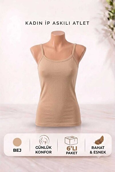 LYZALÜXEN 6 Pieces Women's Cotton Strap Tank Tops Lycra Soft