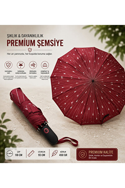 MUBX 8 Telli Desenli Otomatik Şemsiye Su İtici Kumaşlı Katlanır Şemsiye