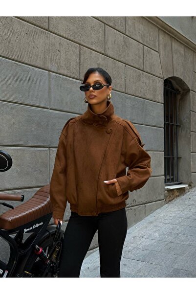 Ekim Store Suede Oversize Cross-Closure Biker Jacket