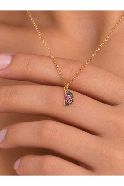 Histakı Women's Zircon Stone Tarnish-Resistant Chain Watermelon Necklace