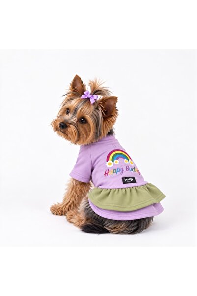 Buddy Store 3 İplik Şardonlu Happy Buddy Nakış Lila Elbise