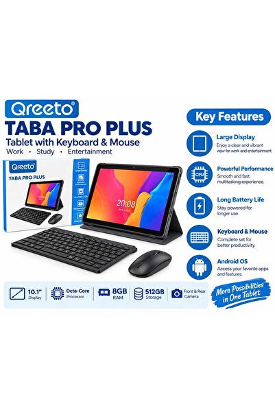 Swift Shelf Qreeto TAB10 PRO PLUS - الميزات الرئيسية: شاشة عالية الدقة مقاس 1...