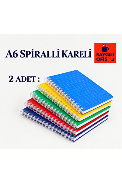 SaygılıOfis Spiralli Pp. Kapak Ödev Defteri A6 60 Yaprak Kareli Not Defteri T...