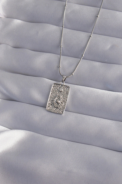 Livenda 316L Steel Chain Silver Color Embossed Eye Figure Tarot Pendant Tj-Bk...