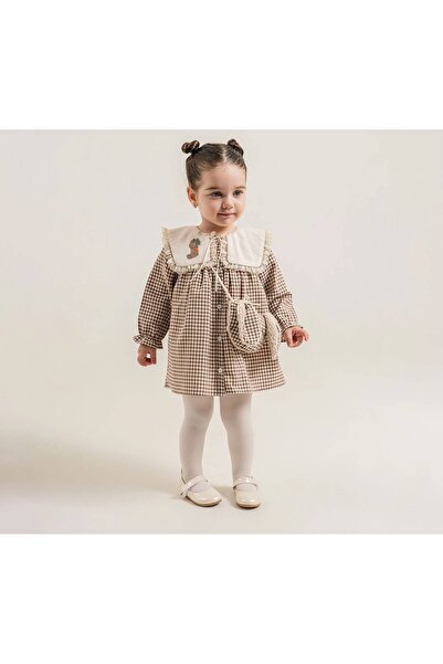Butik KIZ BEBEK ORGANİK PAMUKLU PÖTİKARE DESENLİ ÇANTA AKSESUARLI LÜKS ELBİSE
