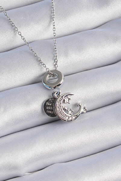 Livenda 316L Steel Silver Color Zircon Stone Moon Star Figure Charm Model Wom...