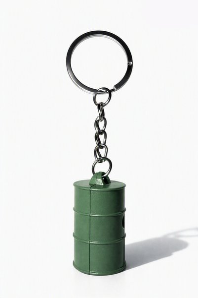 Waves And Pebbles سلسلة مفاتيح خضراء على شكل برميل
