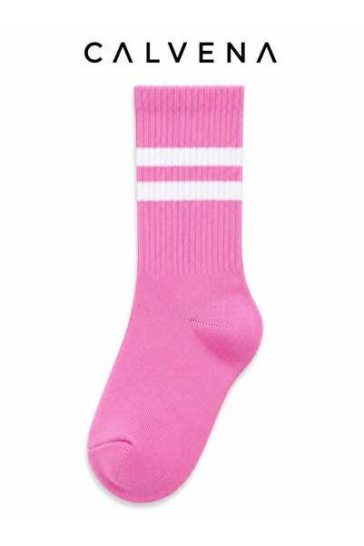 Calvena Unisex 6 Pairs Cotton Woven Circle Patterned Striped Tennis College S...