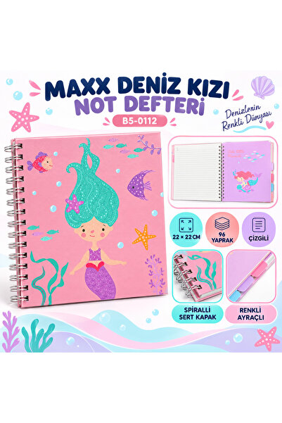 Art Tone Mermaid Spiral Bound Hardcover Lined Notebook with Bookmarks 22 × 22...